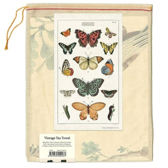 ❤️BUY 2 GET 1 FREE Cavallini & Co. Vintage Butterfly Butterflies Tea Towel - Picture 4 of 10